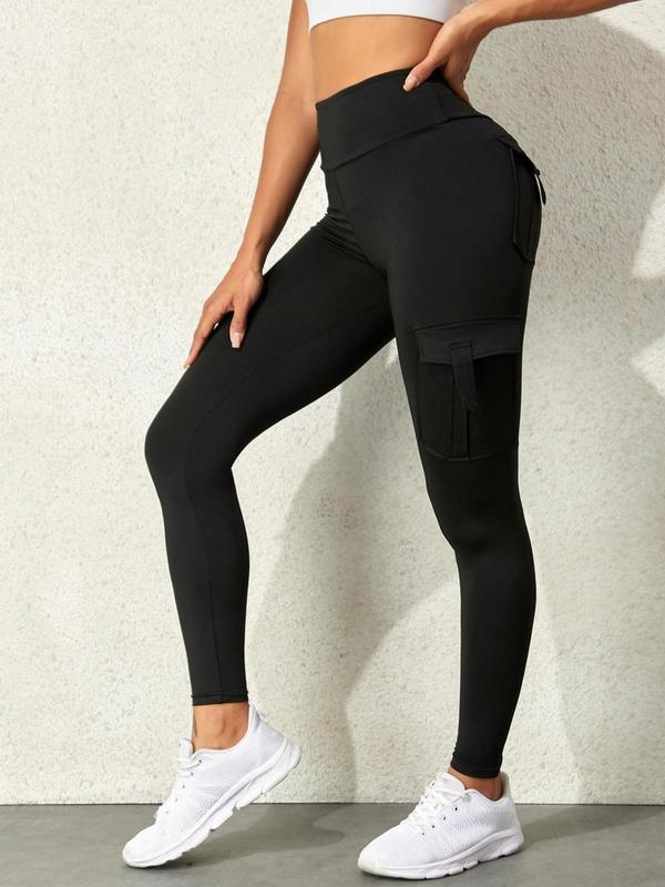 Women's Plain High Waist Pocket Skinny Pants, Casual Comfy High Stretch Tight-Fitting Leggings for Daily Wear, Ladies Bottoms for All Seasons